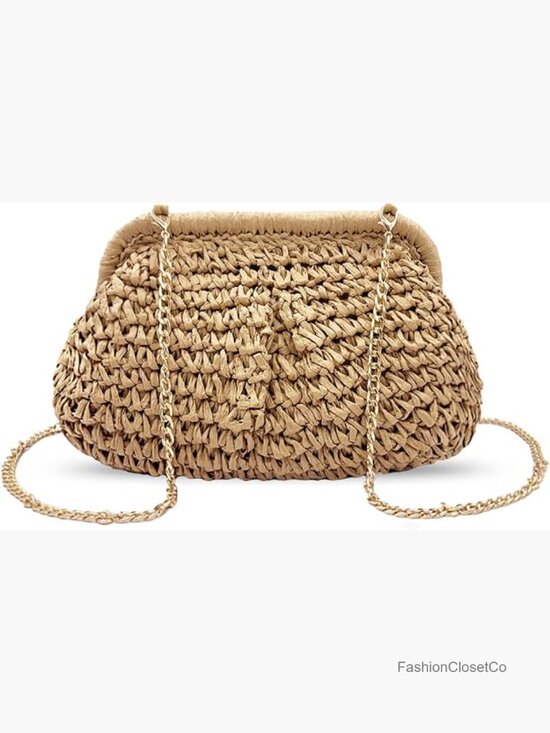 Handbags - Woven Straw Clutch Crossbody Bag for Women Summer Beach Evening Handbag Boho